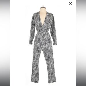 All Saints Black and White Jumpsuit with Zipper Cuffs and Pockets